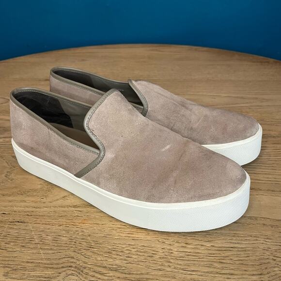 Vince Brenden Suede Slip-On Platform Sneaker Taupe Women’s Size 10 - Picture 1 of 11